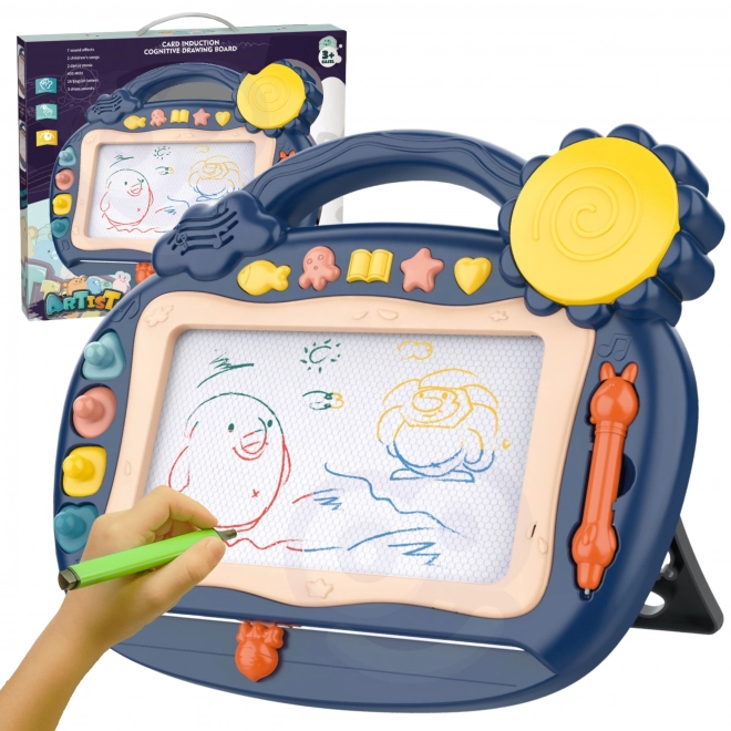 Woopie Tablette de dessin magique bleue avec tampons