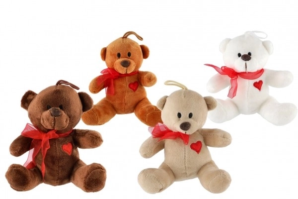 Ourson en peluche avec nœud et cœur 12 cm