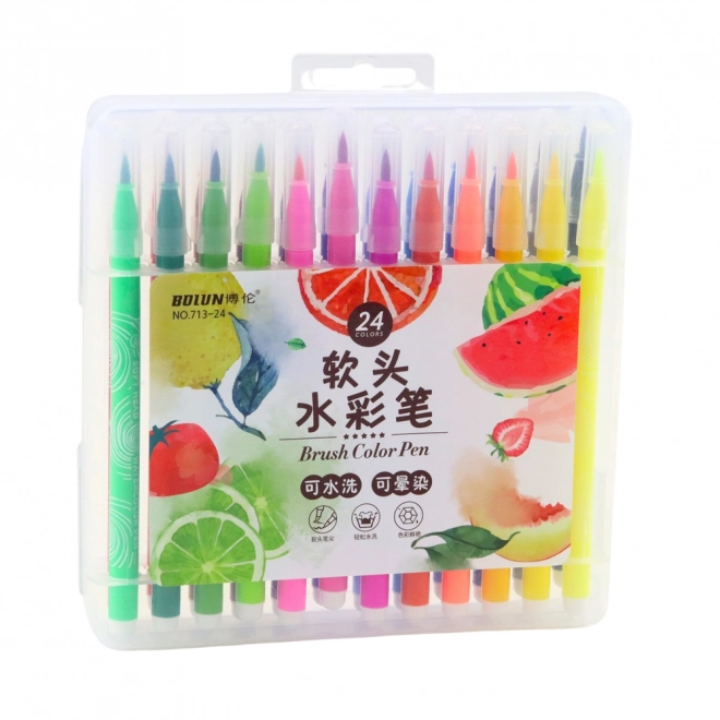 Ensemble de feutres aquarelle dans un organisateur, 24 couleurs