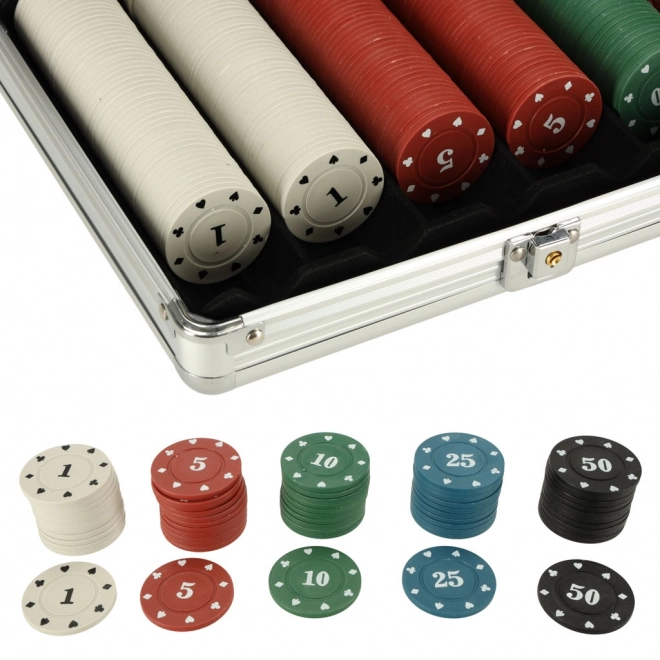 Ensemble de poker dans une mallette 500 jetons 2 paquets de cartes
