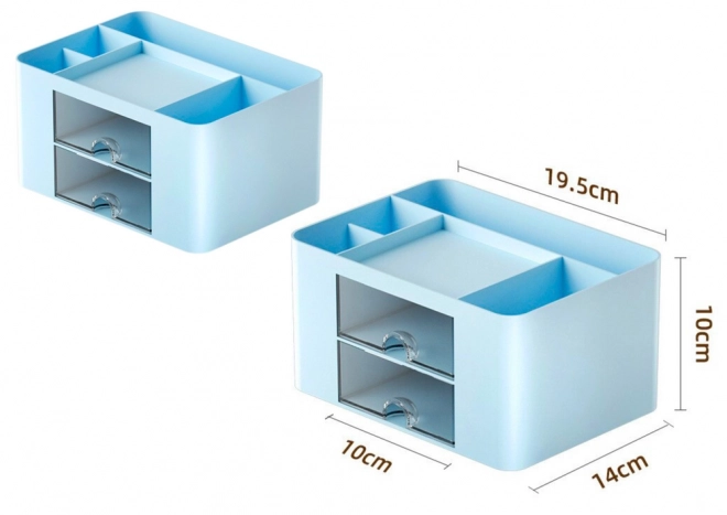 organiseur de bureau avec tiroirs bleus