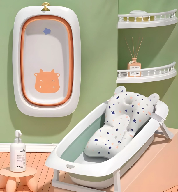 Bain pour bébé - bain pliant avec vidange 81 cm - ECOTOYS – orange