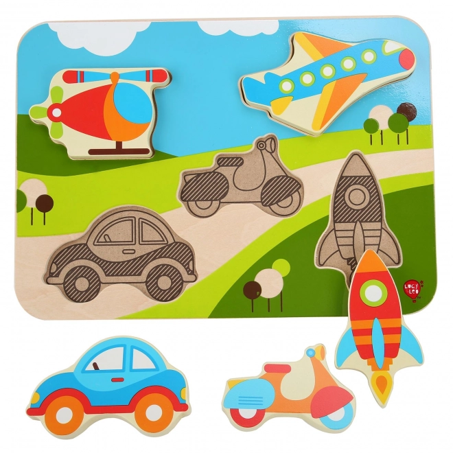 Lucy & Leo Moyens de transport - puzzle en bois à encastrer 6 pièces