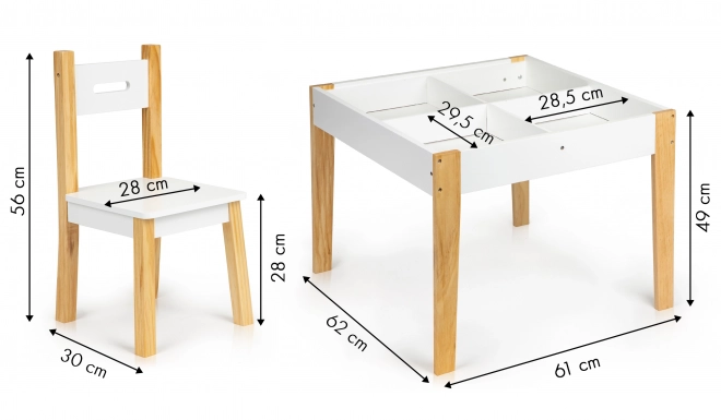ECOTOYS Table en bois pour enfants avec tableau noir et deux chaises