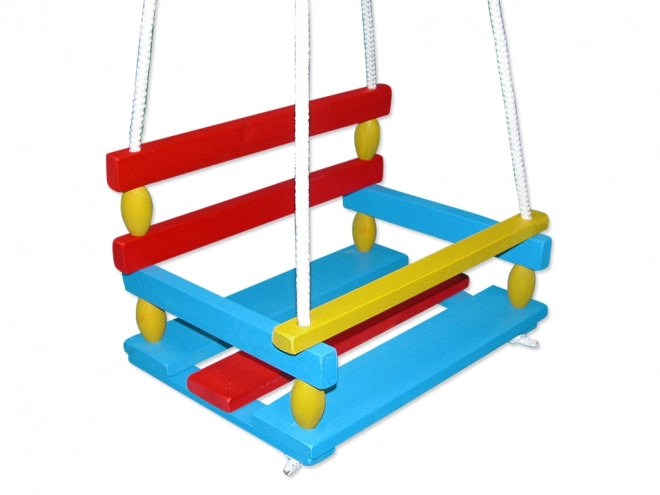 Balançoire en bois colorée