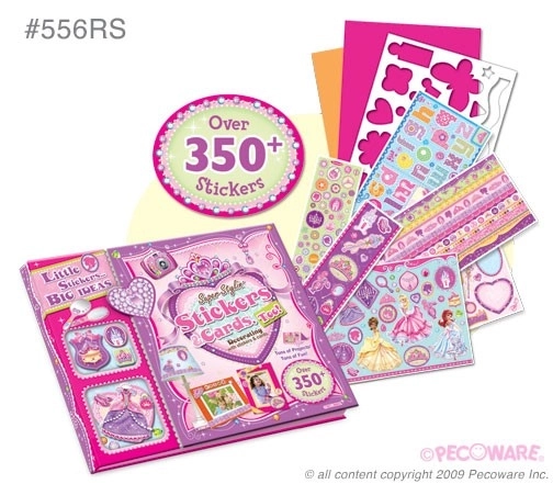 Ensemble de cartes et d'autocollants avec des princesses