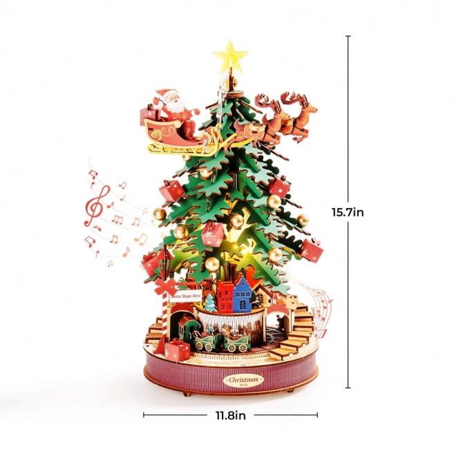 RoboTime 3D puzzle en bois boîte à musique Sapin de Noël