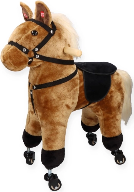Cheval brun à roulettes