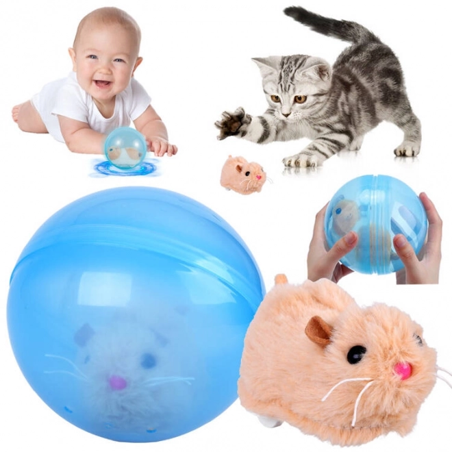Jouet interactif hamster dans une boule bleue