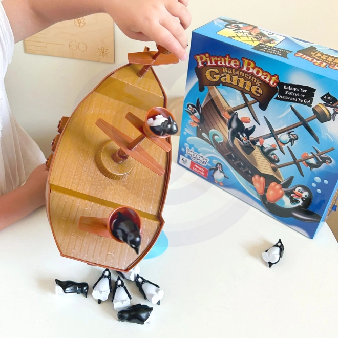 Jeu d'aventure bateau pirate avec des pingouins