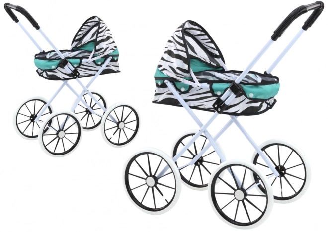 Chariot pour poupées Grandes roues Pliant Zebra Turquoise
