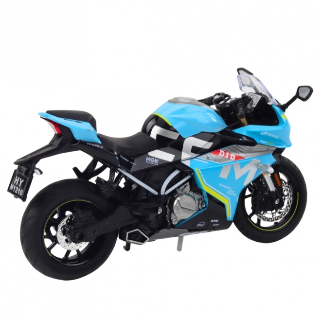 Moto sportive en métal bleu 1:12
