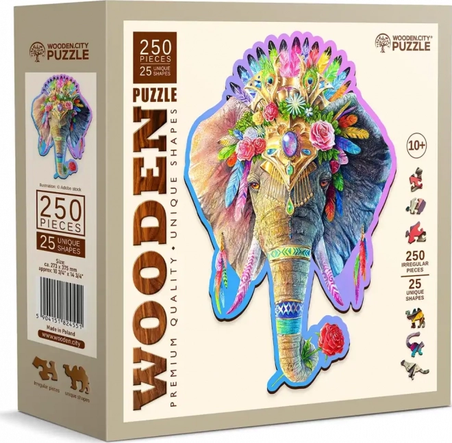WOODEN CITY Puzzle en bois Élégant éléphant 250 pièces EKO