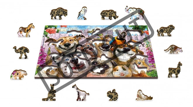 Wooden City Puzzle en Bois Animaux Fous 2-en-1, 200 Pièces ÉCO