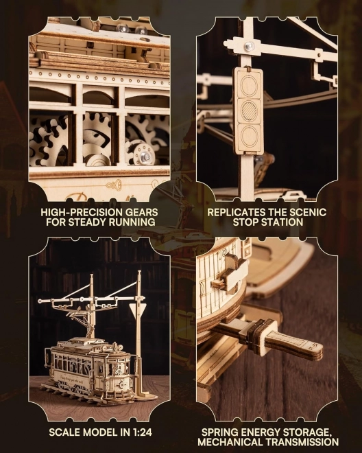 Puzzle mécanique en bois 3D RoboTime Tramway