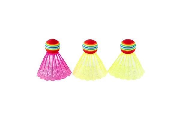 Set de badminton enfant métal/plastique 2 raquettes + 3 volants 2 couleurs dans filet 23x45x6cm