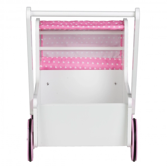 EcoToys Poussette en bois pour poupées Cœur Rose