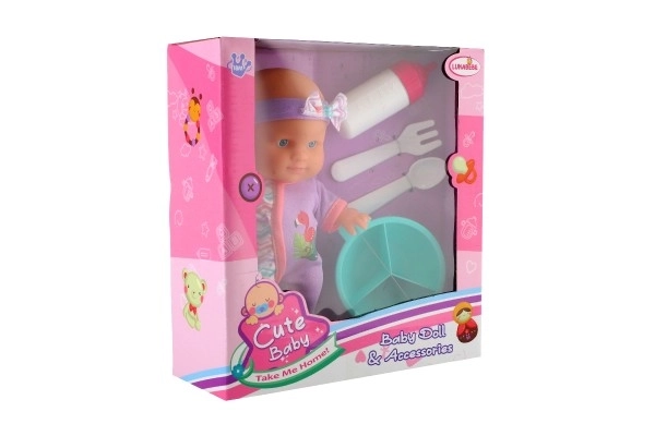 Poupée bébé 20cm corps rigide avec accessoires dans la boîte 23x24x8cm