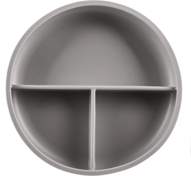 Assiette compartimentée en silicone avec ventouse, Dove Grey