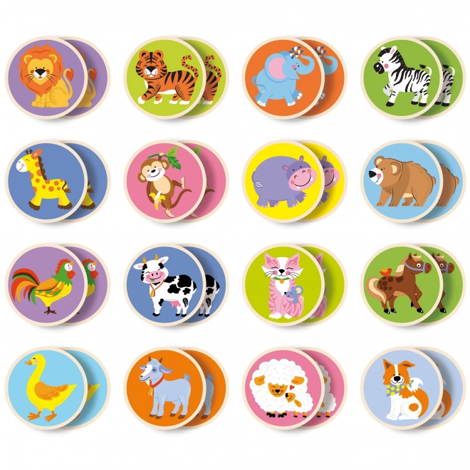 Mémo en bois animaux - 32 pièces