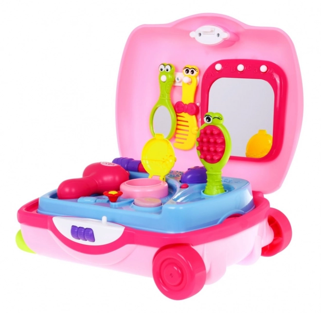 Toilette interactive 2 en 1 valise rose pour filles 2+ Mélodies Lumières + accessoires