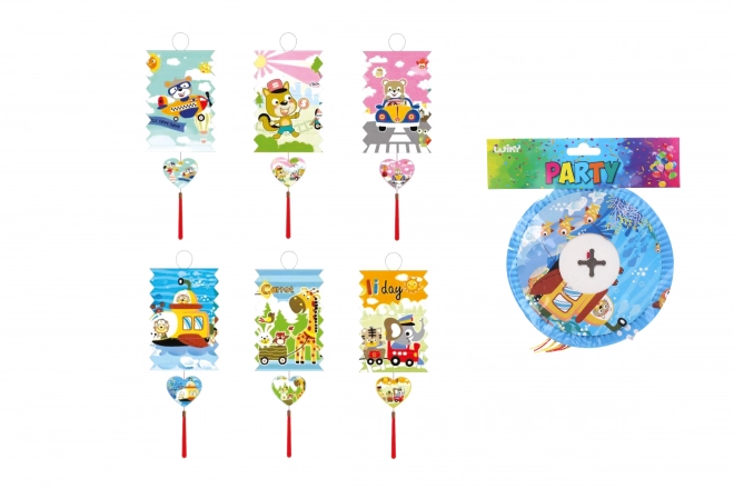 Lampion cylindre 16 cm motif enfant