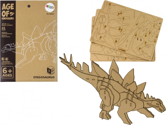puzzle 3D en bois stégosaure – casse-tête éducatif, 41 pièces