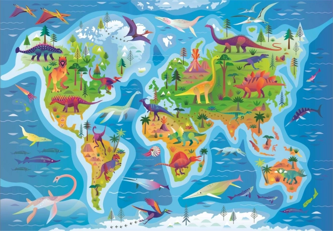 Puzzle 180 pièces Carte des Dinosaures
