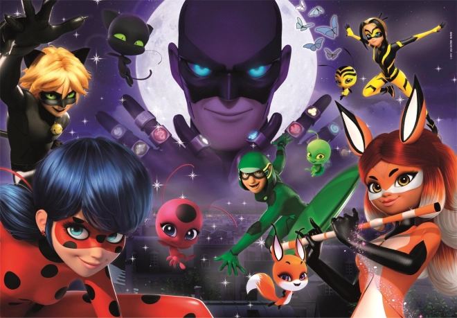 clementoni puzzle miraculous : ladybug et chat noir 104 pièces