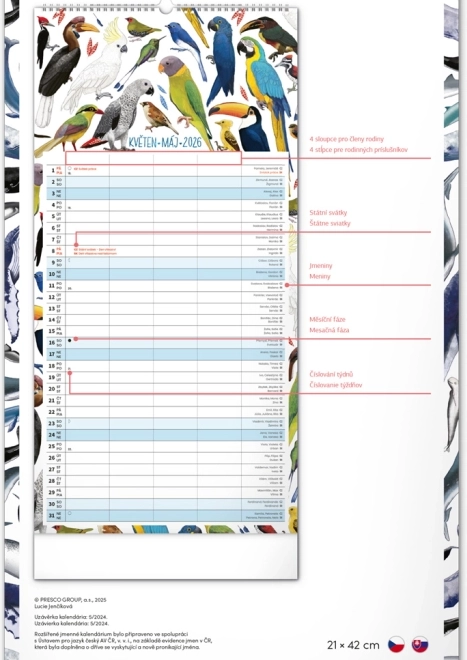 Calendrier mural Planificateur familial 2026 avec illustrations Animalium