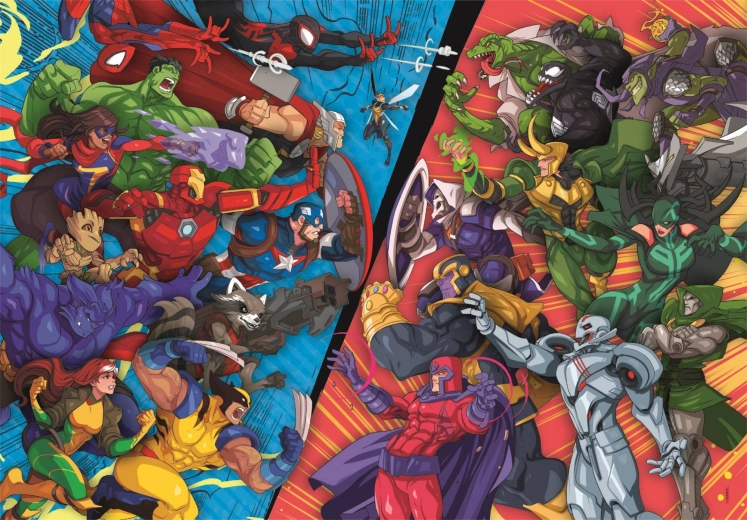 Clementoni Puzzle Marvel : Héros vs. Vilains 104 pièces
