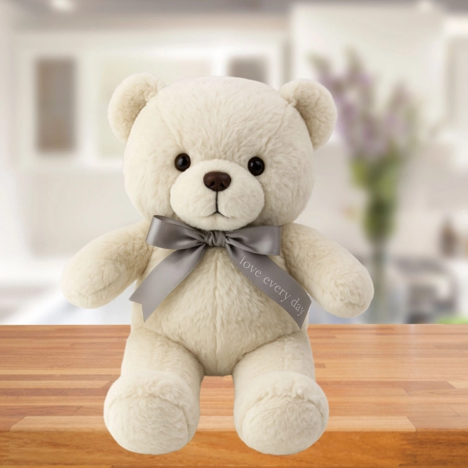 Ours En Peluche Avec Nœud Happy Every Day Blanc 55cm