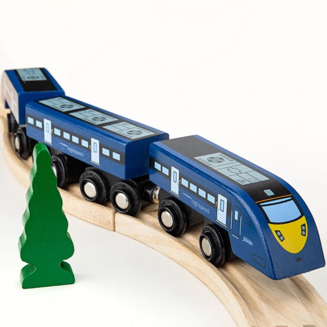 Train à grande vitesse en bois bleu Bigjigs Rail