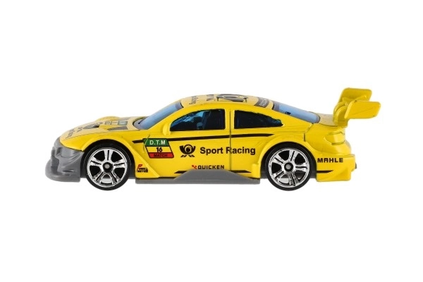 Voiture de course 6 pièces métal/plastique 8cm en roue libre dans une boîte 10,5x27x4cm
