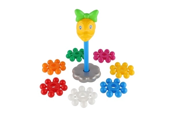 Puzzle pyramide avec anneaux en plastique 26cm dans un filet 12m+