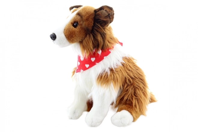 Peluche Colley à poil long avec foulard 26 cm ÉCO-RESPONSABLE