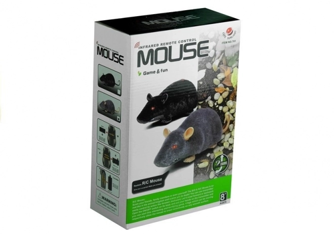 Grande souris télécommandée R/C noire sur roulettes