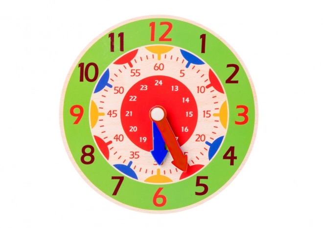 Horloge éducative en bois vert