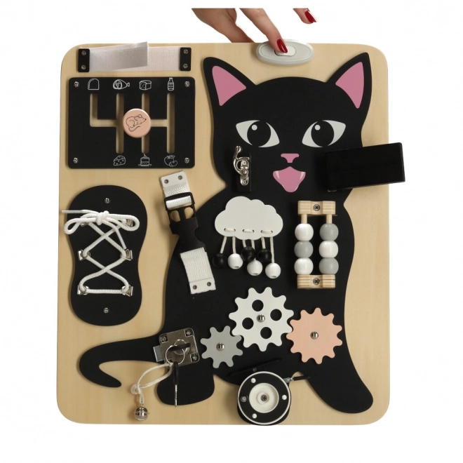 Planche sensorielle en bois Chat
