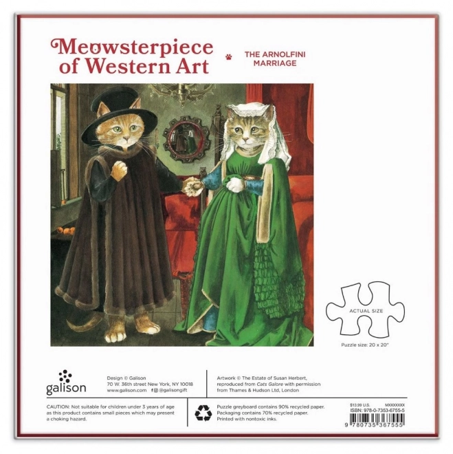 Puzzle carré GALISON Meowsterpiece : Mariage d'Arnolfini 500 pièces