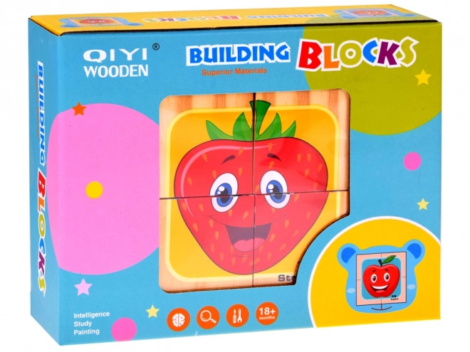 Blocs en bois casse-tête aux fruits