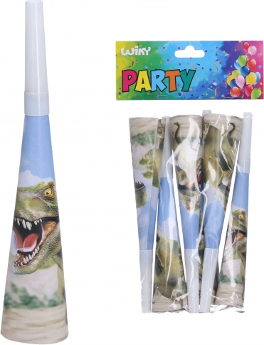 trompettes de fête dinosaures 20 cm, 6 pcs