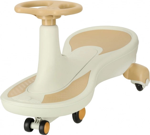 Trottinette à gravité avec roues LED et musique, 76 cm, beige-blanc, capacité 100 kg