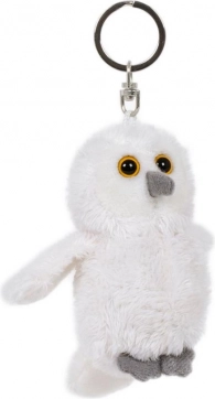 porte-clés peluche chouette Harfang 8 × 6 cm blanc