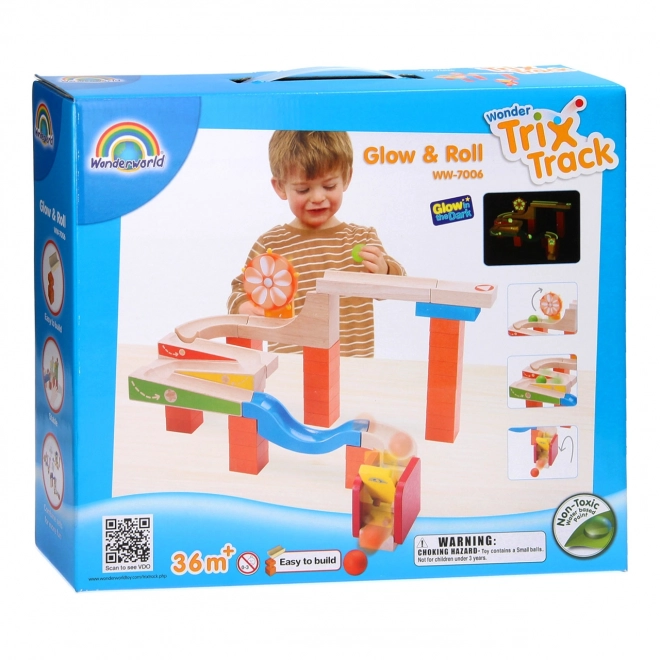 Circuit de billes en bois Wonder Trix Track : Lumineux et Rouleaux