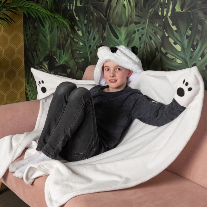 Cozy Noxxiez BL823 Panda - couverture chauffante à capuche avec motif animal et poches pattes
