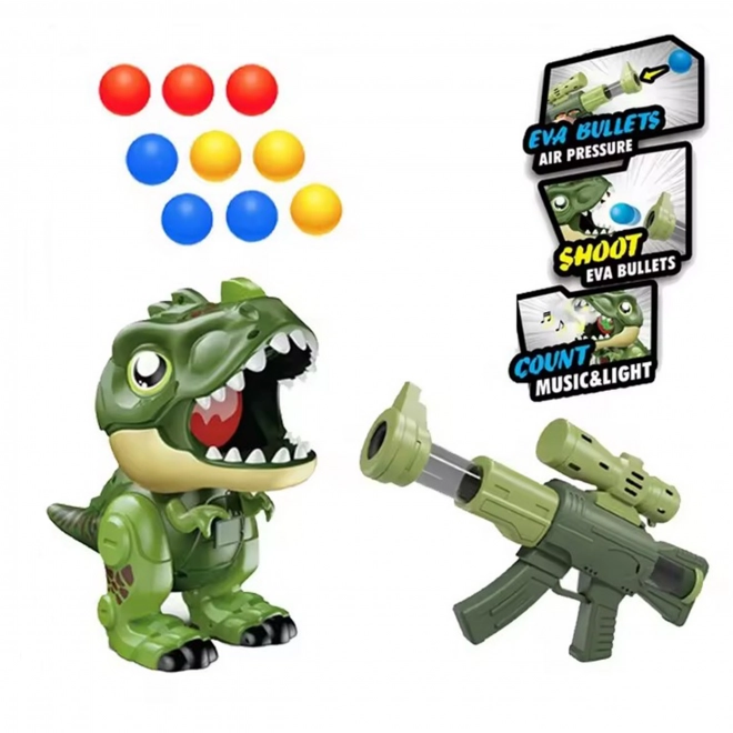 Pistolet interactif avec balles en mousse et lanceur de dinosaure