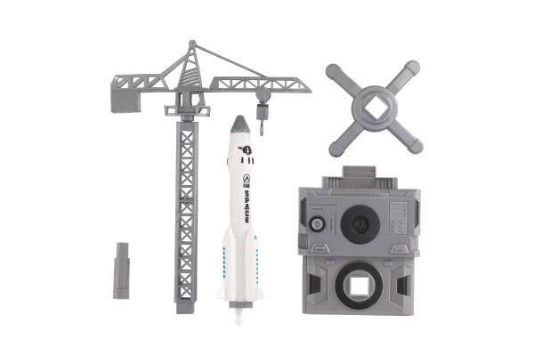 Navette spatiale avec grue et station de lancement en plastique 17 cm en boîte 29x29x7 cm