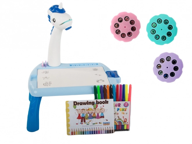 Table éducative pour enfants avec projecteur bleu