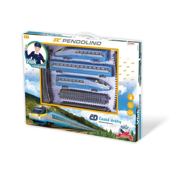 Ensemble ferroviaire SC Pendolino chemin de fer tchèque avec rails et effets
